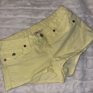 Pastel yellow true religion Jean shorts